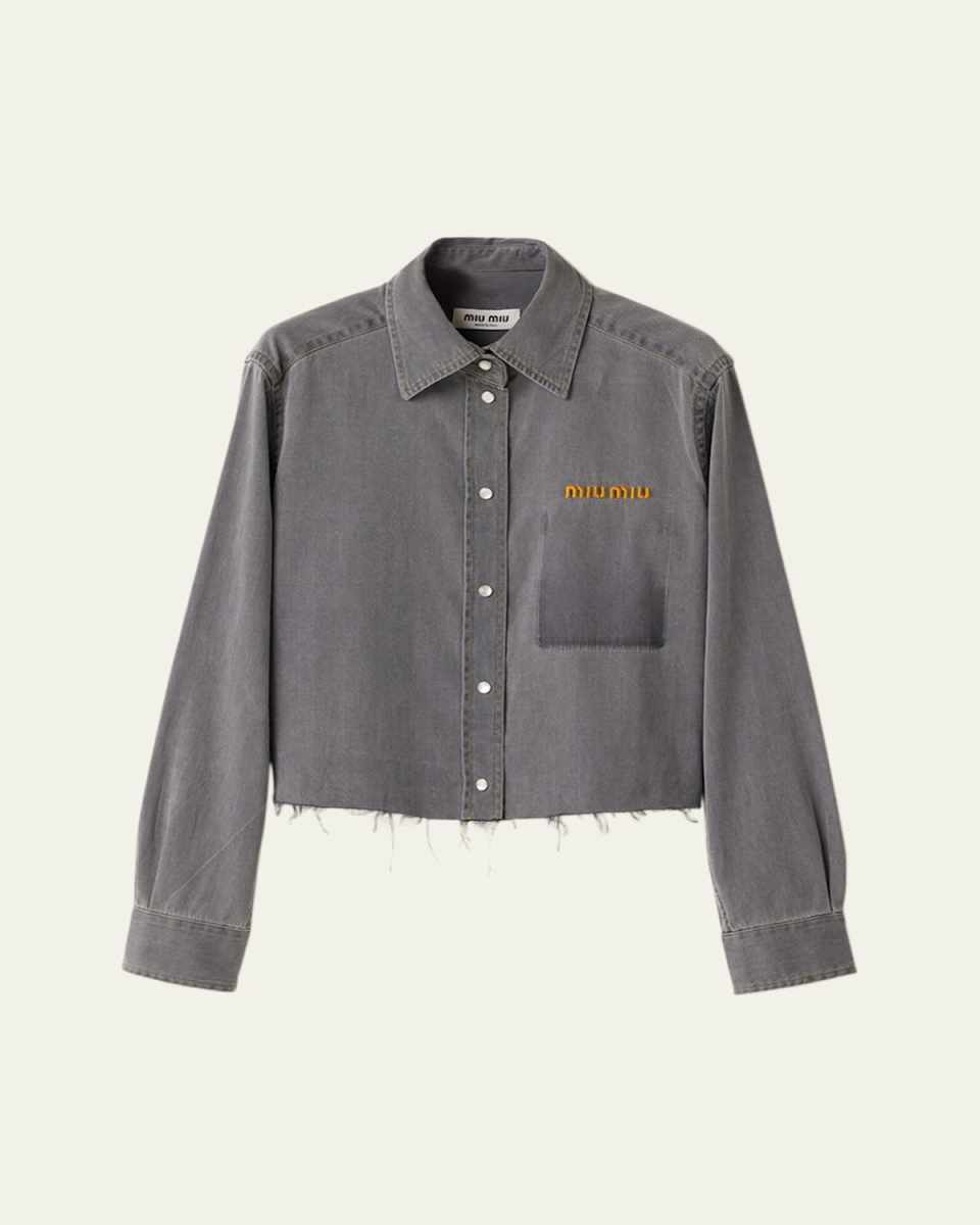 Raw Cut Chambray Cropped Shirt